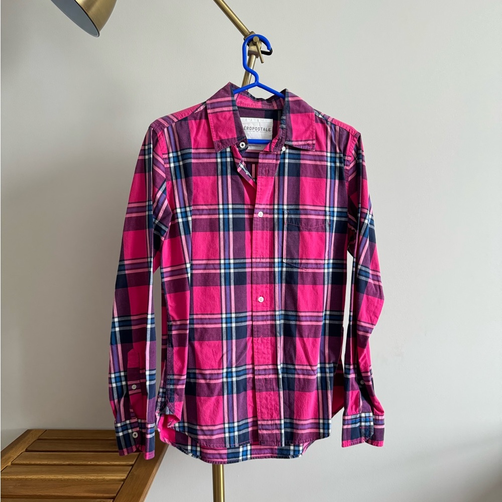 AEROPOSTALE - Pink check shirt - Men’s Small